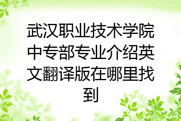 武汉职业技术学院中专部专业介绍英文翻译版在哪里找到
