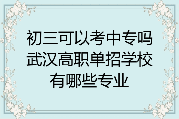 初三可以考中专吗武汉高职单招学校有哪些专业