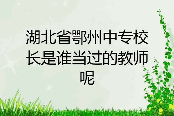 湖北省鄂州中专校长是谁当过的教师呢