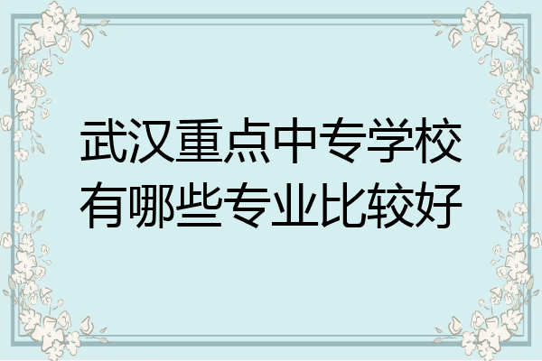 武汉重点中专学校有哪些专业比较好
