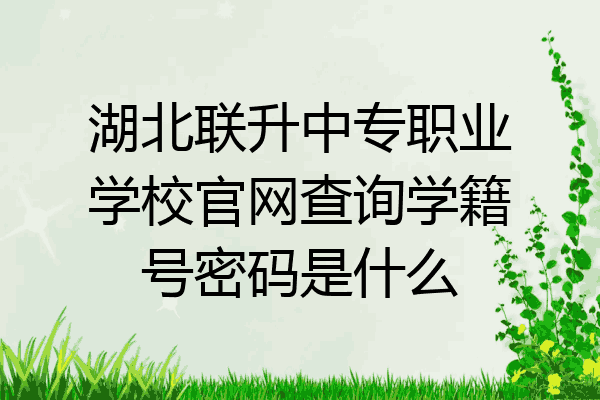 湖北联升中专职业学校官网查询学籍号密码是什么