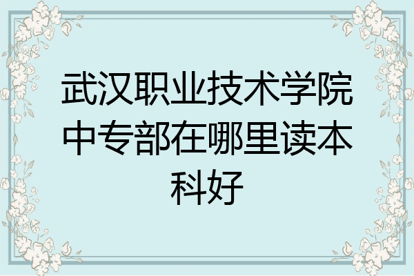 武汉职业技术学院中专部在哪里读本科好