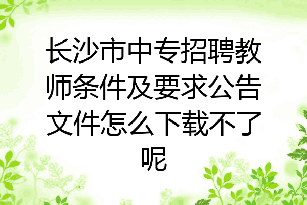 长沙市中专招聘教师条件及要求公告文件怎么下载不了呢