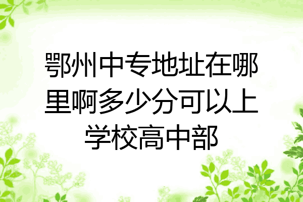 鄂州中专地址在哪里啊多少分可以上学校高中部