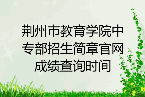 荆州市教育学院中专部招生简章官网成绩查询时间