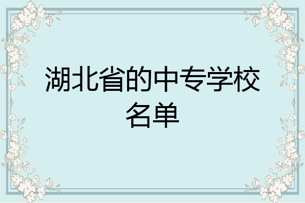 湖北省的中专学校名单