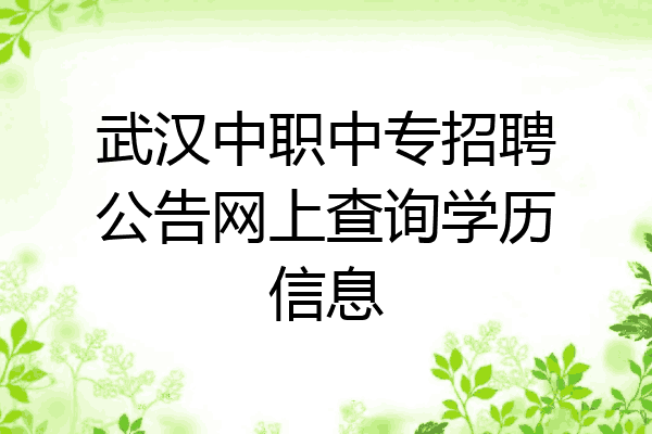 武汉中职中专招聘公告网上查询学历信息