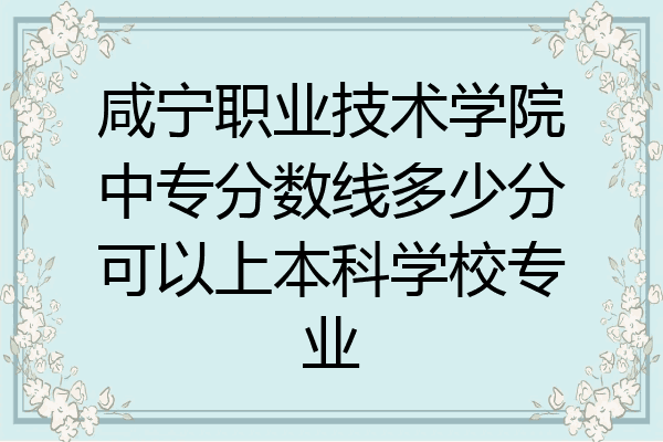 咸宁职业技术学院中专分数线多少分可以上本科学校专业