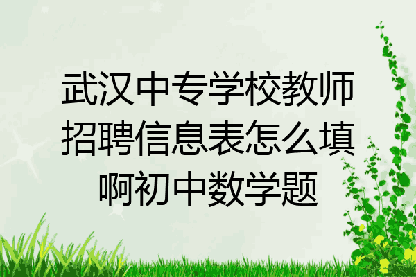 武汉中专学校教师招聘信息表怎么填啊初中数学题