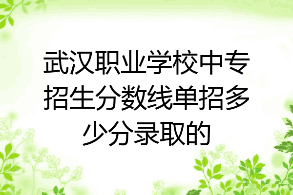 武汉职业学校中专招生分数线单招多少分录取的
