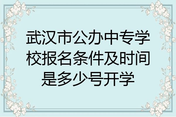 武汉市公办中专学校报名条件及时间是多少号开学