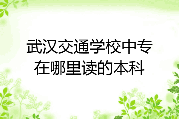 武汉交通学校中专在哪里读的本科
