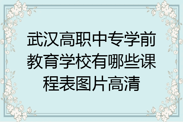 武汉高职中专学前教育学校有哪些课程表图片高清