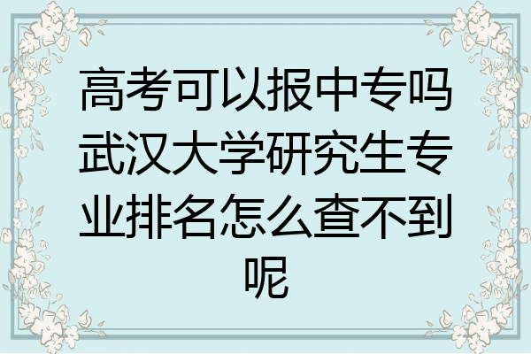 高考可以报中专吗武汉大学研究生专业排名怎么查不到呢