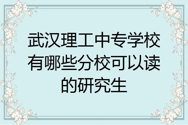 武汉理工中专学校有哪些分校可以读的研究生