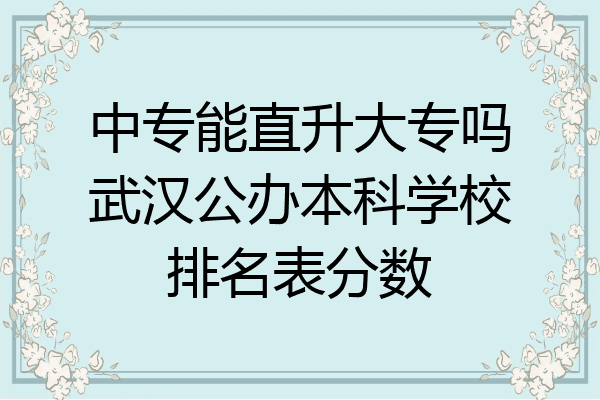 中专能直升大专吗武汉公办本科学校排名表分数