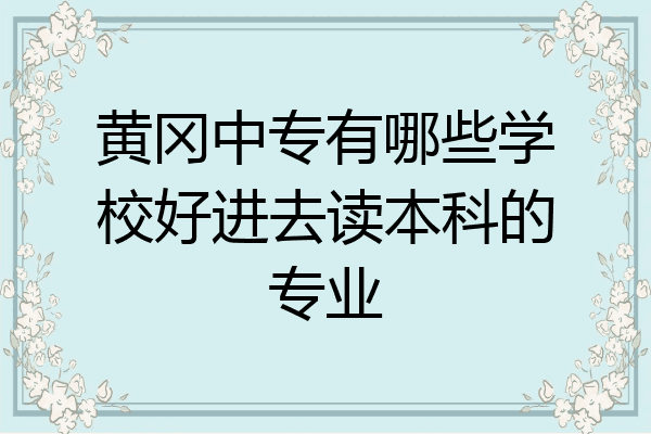 黄冈中专有哪些学校好进去读本科的专业