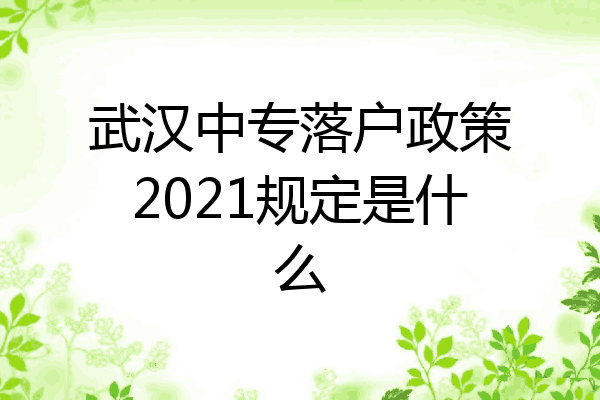 武汉中专落户政策2021规定是什么