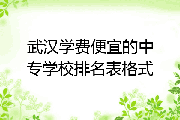 武汉学费便宜的中专学校排名表格式
