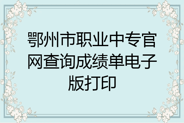 鄂州市职业中专官网查询成绩单电子版打印