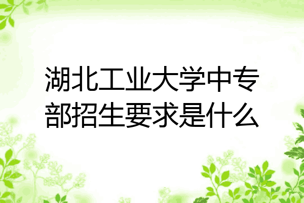 湖北工业大学中专部招生要求是什么