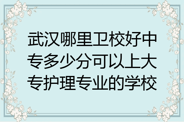 武汉哪里卫校好中专多少分可以上大专护理专业的学校