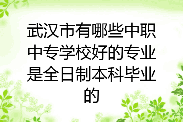 武汉市有哪些中职中专学校好的专业是全日制本科毕业的