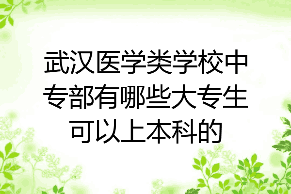 武汉医学类学校中专部有哪些大专生可以上本科的