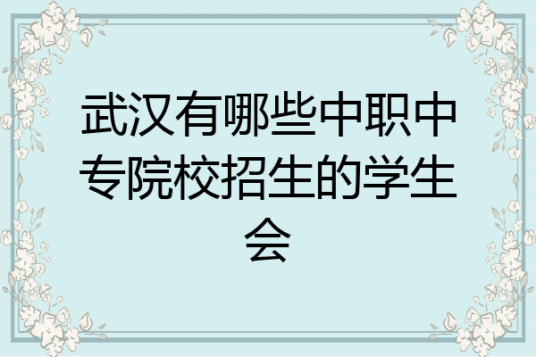 武汉有哪些中职中专院校招生的学生会