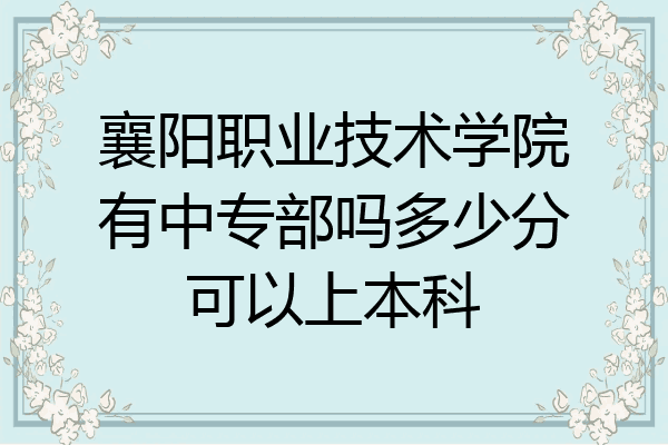 襄阳职业技术学院有中专部吗多少分可以上本科