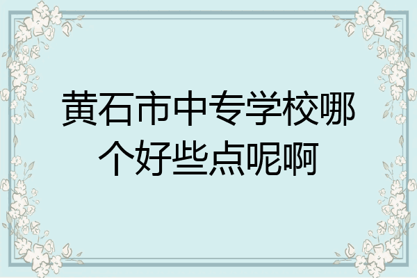 黄石市中专学校哪个好些点呢啊
