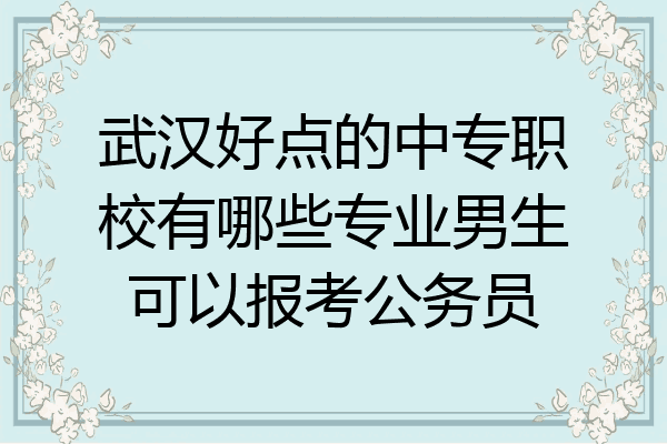 武汉好点的中专职校有哪些专业男生可以报考公务员