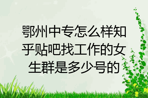 鄂州中专怎么样知乎贴吧找工作的女生群是多少号的