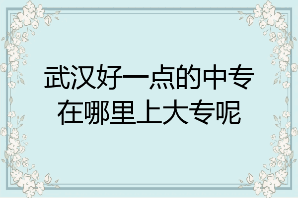 武汉好一点的中专在哪里上大专呢