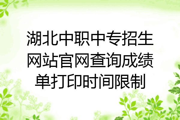 湖北中职中专招生网站官网查询成绩单打印时间限制