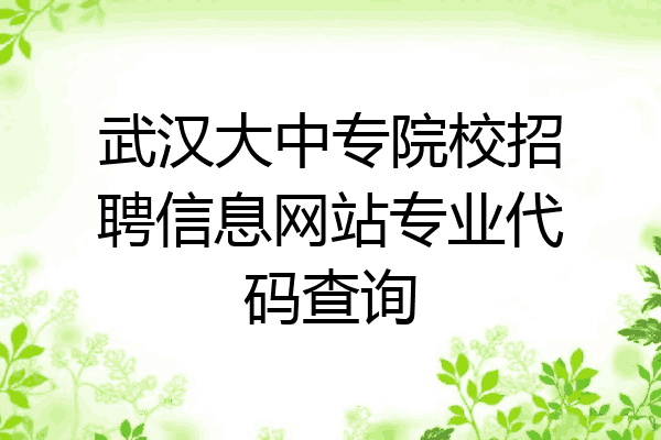 武汉大中专院校招聘信息网站专业代码查询