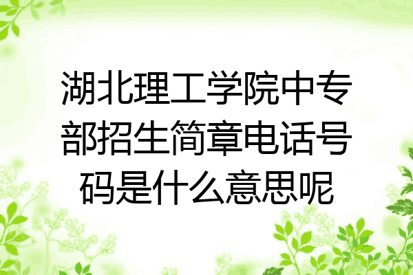 湖北理工学院中专部招生简章电话号码是什么意思呢