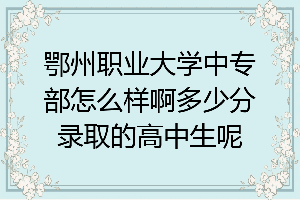 鄂州职业大学中专部怎么样啊多少分录取的高中生呢