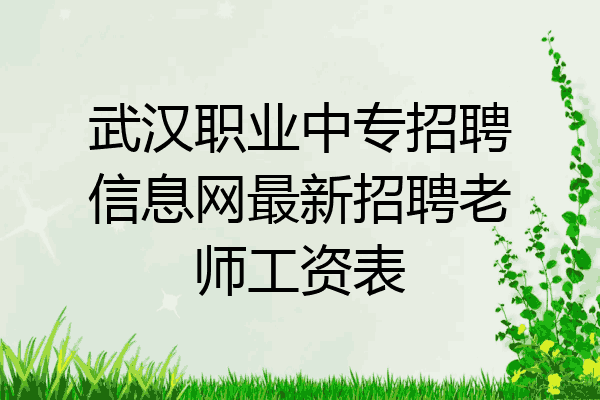 武汉职业中专招聘信息网最新招聘老师工资表