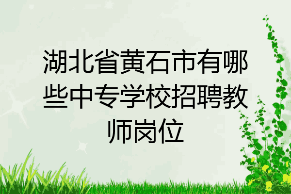 湖北省黄石市有哪些中专学校招聘教师岗位