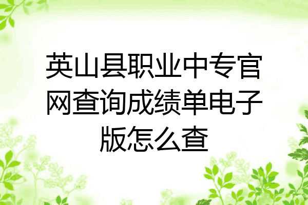 英山县职业中专官网查询成绩单电子版怎么查