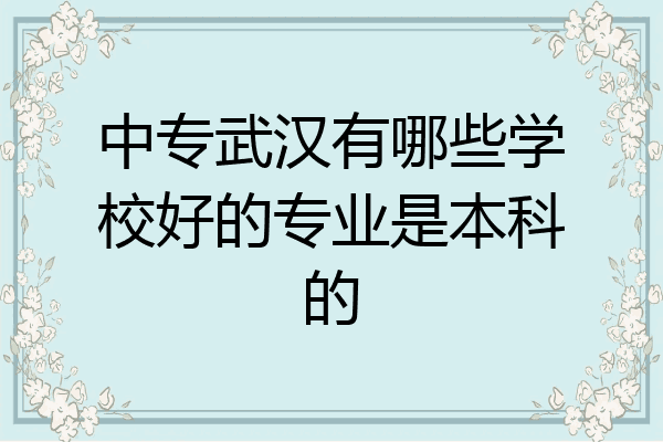 中专武汉有哪些学校好的专业是本科的
