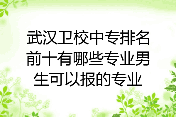 武汉卫校中专排名前十有哪些专业男生可以报的专业