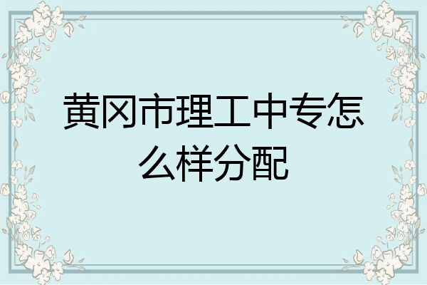 黄冈市理工中专怎么样分配