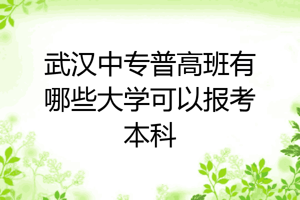武汉中专普高班有哪些大学可以报考本科