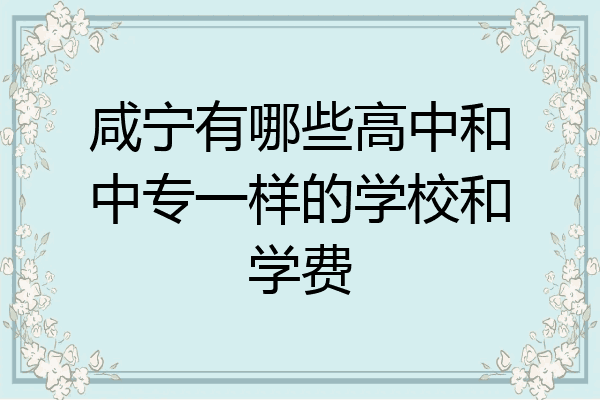 咸宁有哪些高中和中专一样的学校和学费