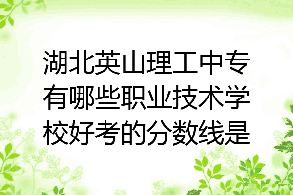 湖北英山理工中专有哪些职业技术学校好考的分数线是