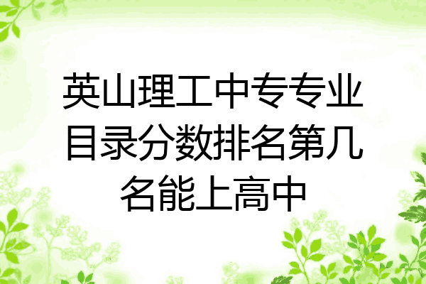 英山理工中专专业目录分数排名第几名能上高中