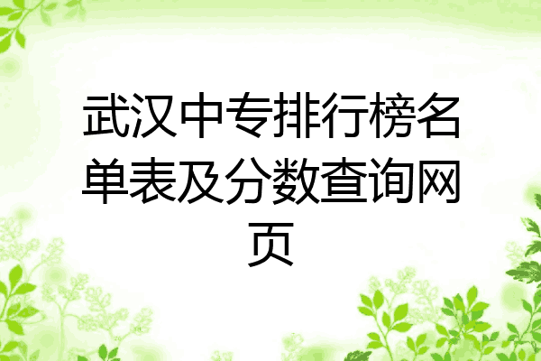 武汉中专排行榜名单表及分数查询网页