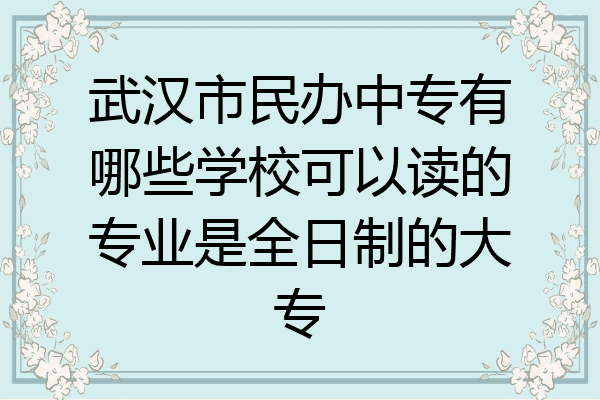 武汉市民办中专有哪些学校可以读的专业是全日制的大专